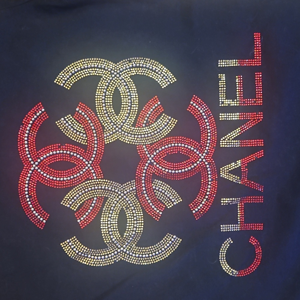 Chanel Tee in Black with Red and Gold Design